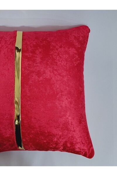 BALADI HOME 40x40 cm Square Throw Pillow Cover with Velvet Fabric and Gold Leather Accessories