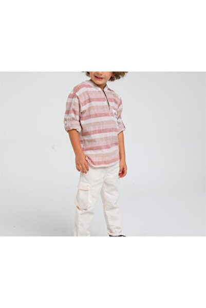 Jack Lions Момчешка риза с качулка, на райета и полуцип