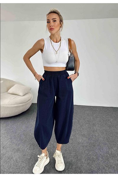 Bak'ap Pantaloni din Gabardina Premium - Talie Elastică
