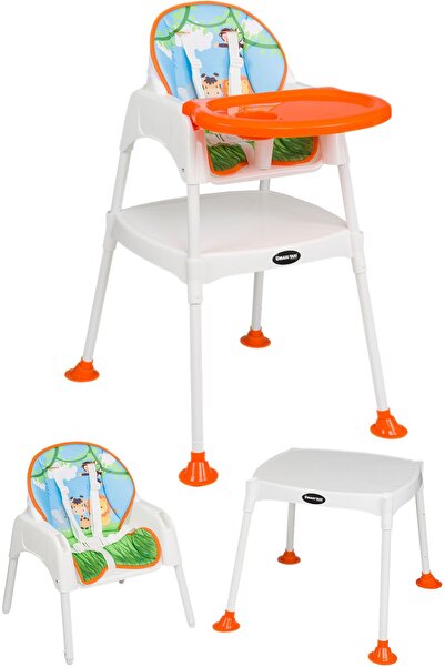 Maxi Taxi Feeding Safari Desenli 3 In 1 Mama Sandalyesi - Turuncu