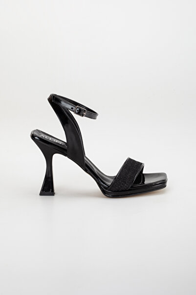 LİLLA Black Patent Leather Evening Dress - Women's Square Shoes