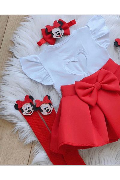 Kokosh kidss Girl's Red Minie Mause Set