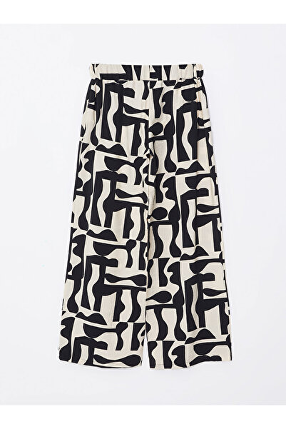 LC Waikiki Mintás széles szárú - elasztikus derékú női nadrág