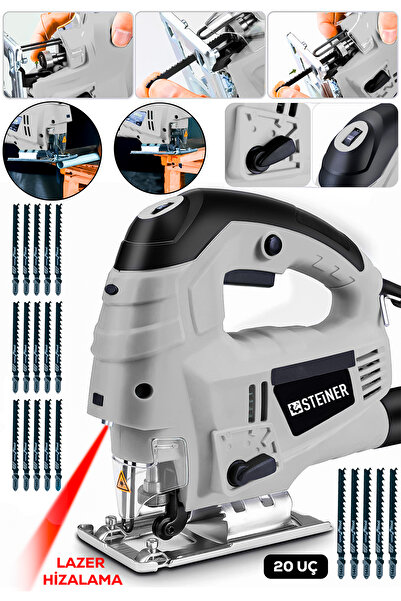 STEİNER Alman 4600 W Lazerli Sjs Metal Şanzuman 6 Kademe Devirli Pandül Ayarlı Dekupaj Testere Makinesi 20Uç