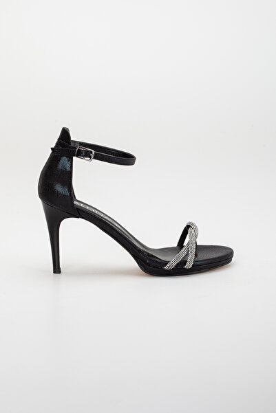 LİLLA Black Stone - Women's Nail Heel Evening Dress Shoes