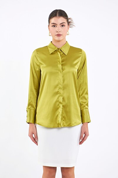 Volanlı Satin Shirt