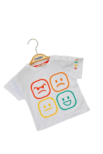 Çikoby Baby Boy Face Printed Cotton T-shirt