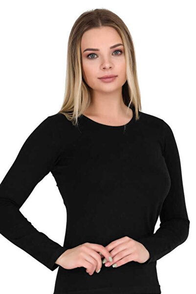 Berrak Siyah Uzunkol Basic Kadın Body