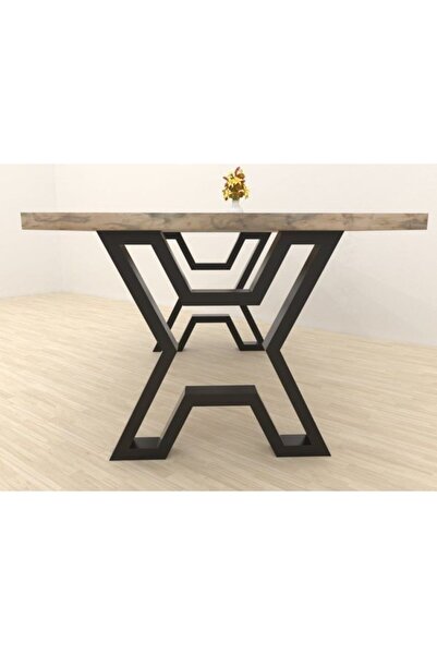 güvendekoratif Siyah Metal Ayaklı  Bahçe Masası