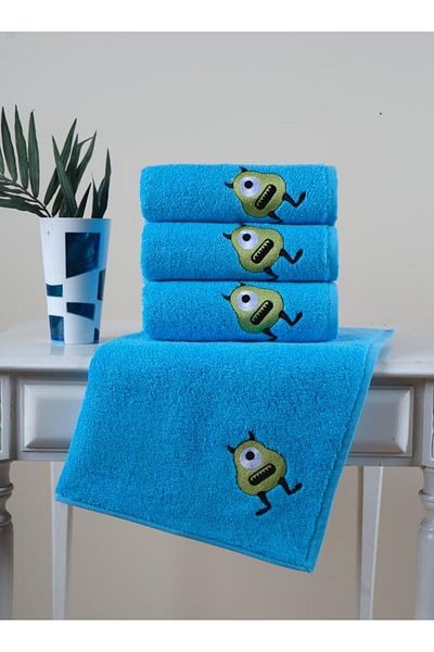 SHAL HOME Monster Embroidered 50x90cm Children's Towel - 100% Cotton Single