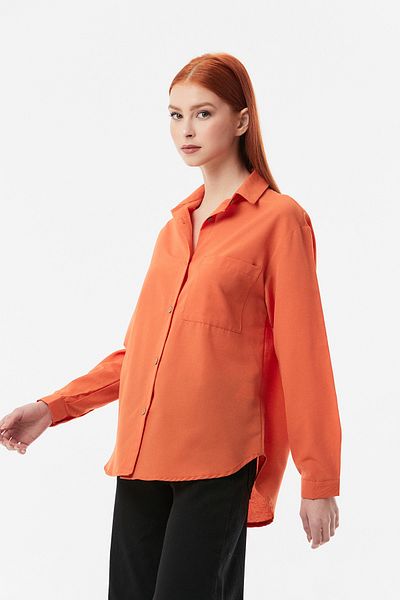 Fulla Moda Lässiges Hemd mit langer Rückseite und einer Tasche