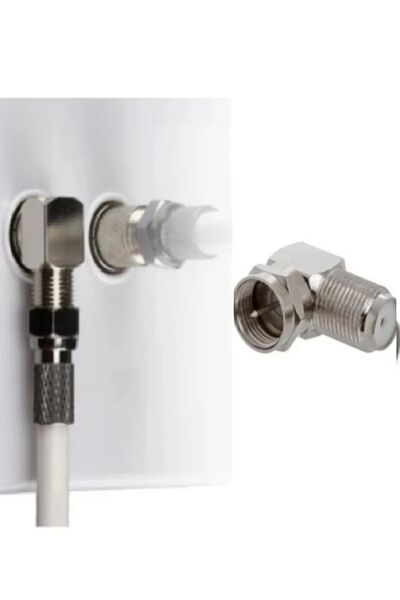 Vwin 60 cm L Tipi F Konnektörlü 90 Derece Hazır Anten Uydu Kablosu, “Tak Çalıştır” Beyaz