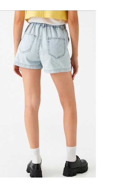 Butik Karaca baggy denim summer shorts circumcision patch pocket jasns shorts in light indigo jeans