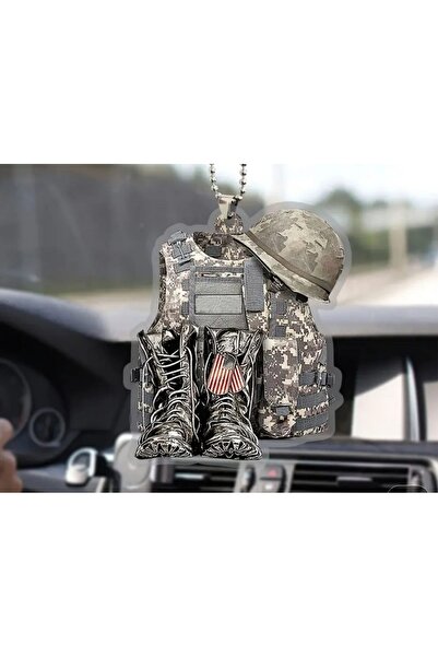 kho military design Araç Orta Ayna (Dikiz Aynası) Süsü İki Boyutlu-Zincirli M...