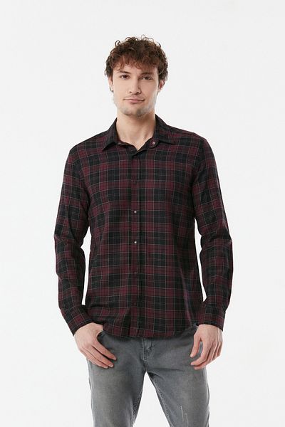 Fulla Moda Plaid Patterned Snap Shirt