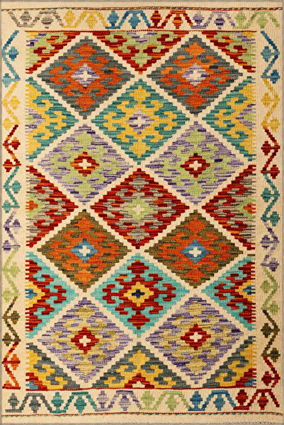 Multicolor Ethnic Patterned Vintage Decorative Rug 5220