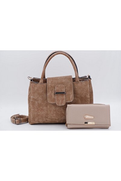 Safiyaa Cüzdan Hediyeli Nubuk Deri Kadın El Ve Omuz Çantası