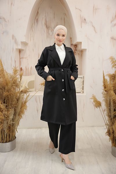 Esre Store Black Hijab Double Set - 4470