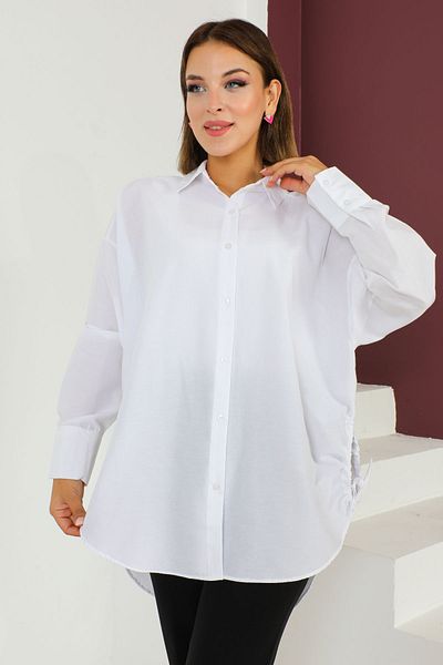 MAY MARA PLUS SIZE WOMEN'S COTTON SHIRT WITH SLIPPING DETAIL