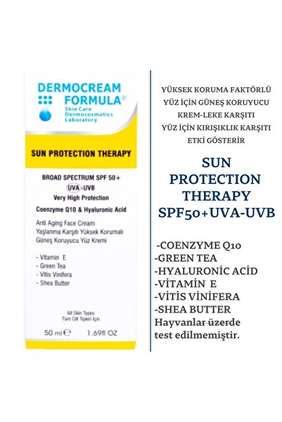 Dermocream Formula Sun Protection Therapy Yüz Için Güneş Koruyucu Spf 50 +