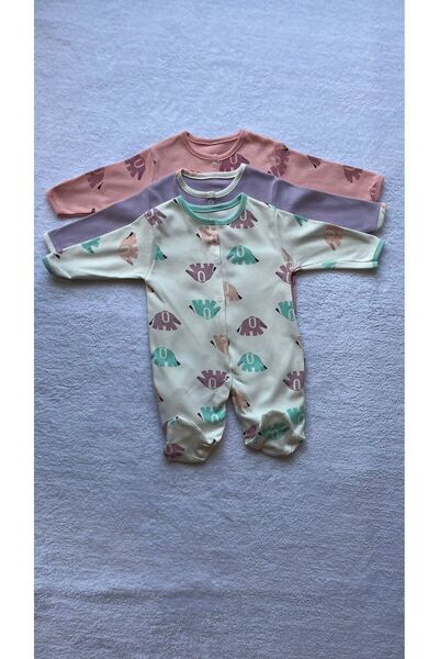 MBK GARDEN ثوب فضفاض للأطفال مكون من 3 قطع مطبوع ملون للجنسين - 0-3/3-6/6-9 أشهر