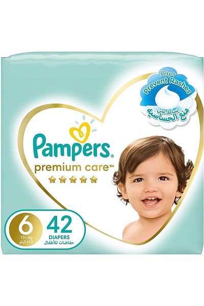 Pampers Pampers Premium Care, Size 6, Large, 13+kg, Jumbo Pack, 42 Taped Diapers