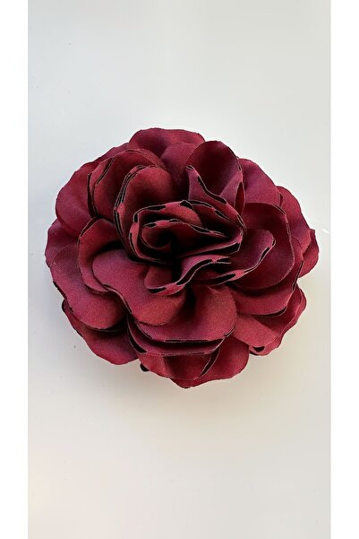 Âlâ Atelier Iğneli Kumaş Çiçek Broş Bordo Gül Broş