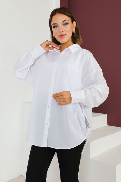 MAY MARA PLUS SIZE WOMEN'S COTTON SHIRT WITH SLIPPING DETAIL