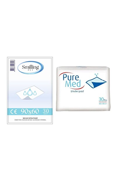 Puremed 60x90 Cm Kedi Köpek Çiş Pedi 30 Adet + Smillig Pet Köpek Çiş Pedi Kor...