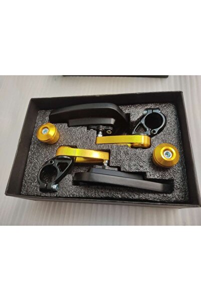 setmoto Gıdon Topuz Yan Ayna - Gold Sarı Renk - Beyaz Cam