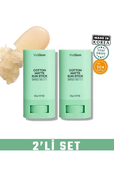 VioGlam Cotton Matte 2-Pack Sun Stick - SPF50 Pa Satin Finish Sun Cream