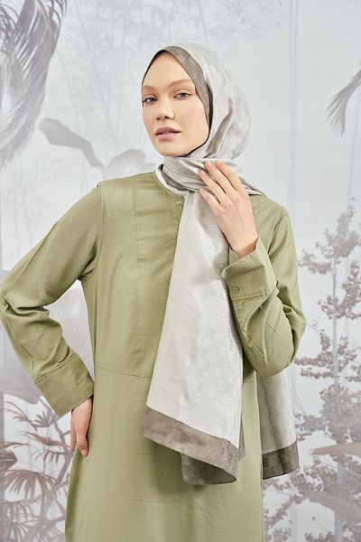 ARMANDA Checkerboard Monogram Shawl - Stone