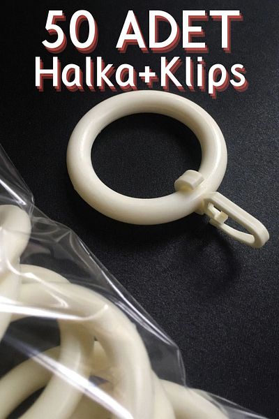 perhal perde ve halı 50 Pieces White Ecru Rustic Curtain Ring and Clip - Rustic Ring and Hook
