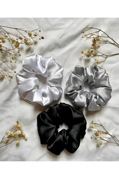 Monalisa Kadın 3'Lü Saten Saç Lastik Toka Seti