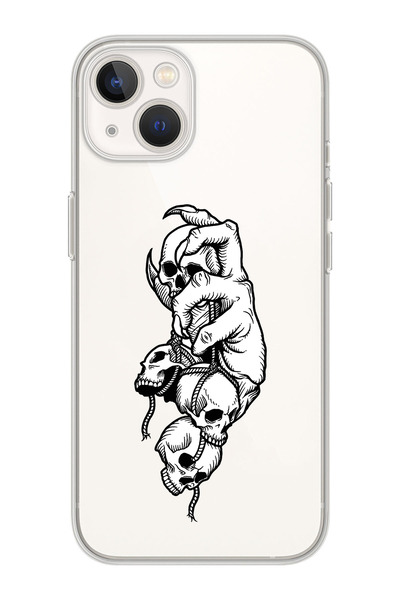 moonset Iphone 15 Plus Uyumlu Kuru Kafa Tasarımlı Baskılı Şeffaf Telefon Kılıfı