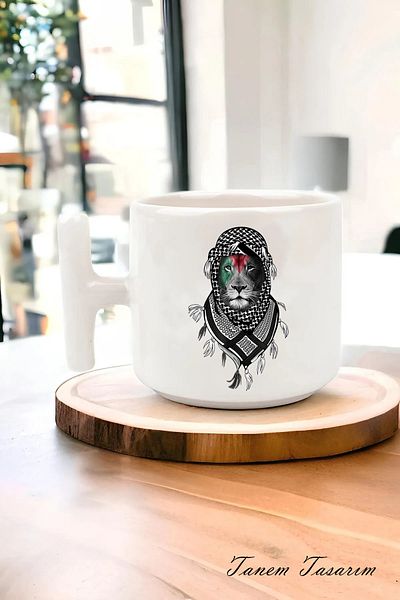 Tanem Tasarım Designed Printed Palestine T Mug Cup - Gaza and Küdüs Mug Cup Mescid-i Aksa
