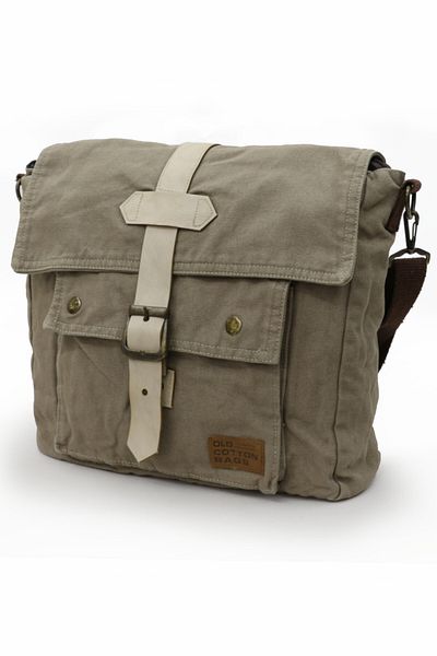 Old Cotton Cargo 7170 - Βαμβακερός καμβάς χαρτοφύλακας για φορητό υπολογιστή Branco Beige Shoulder Messenger