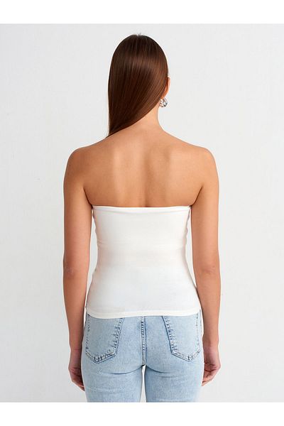 Dilvin 20659 Model Strapless Ecru Blouse