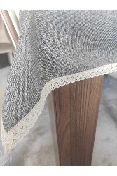 denizli hatırası Față de masă spălată cu dantelă de in negru