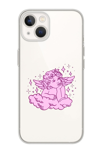moonset Iphone 15 Uyumlu Melek Tasarımlı Baskılı Şeffaf Telefon Kılıfı