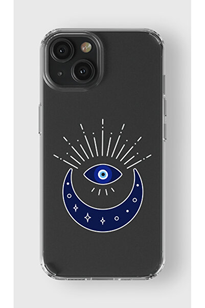 moonset Iphone 15 Uyumlu Nazar Göz Tasarımlı Baskılı Şeffaf Telefon Kılıfı