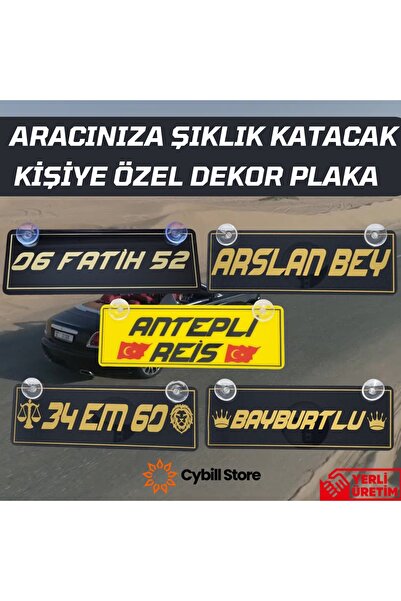 CybillStore Kişiye Ve Aracınıza Özel 1 Adet Altın Yazılı Vantuzlu Dekor Pleks...