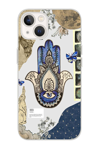 moonset Iphone 15 Uyumlu Nazar Göz Tasarımlı Baskılı Şeffaf Telefon Kılıfı