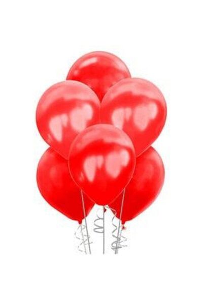 BalonEvi 10 Pieces Metallic Red Balloon 12" Inch