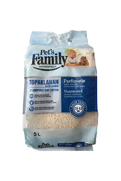 Pets Family Super Premium Parfümsüz Doğal Topaklaşan Kalın Bentonit Kedi Kumu...