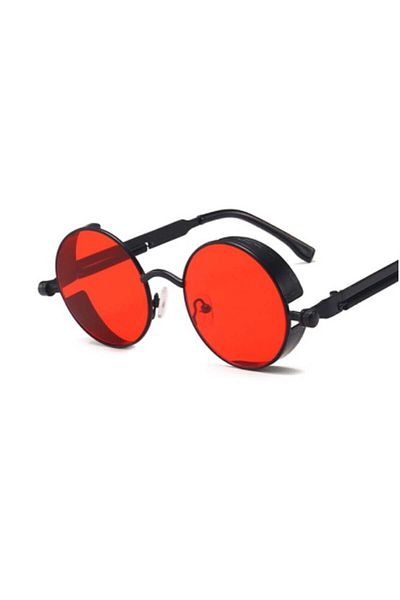 HGM Red Round Metal Frame Sunglasses Women High Quality Uv400
