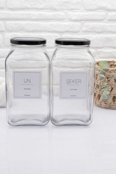 zezedesing Flour And Sugar Jar Glass Black Metal Lid