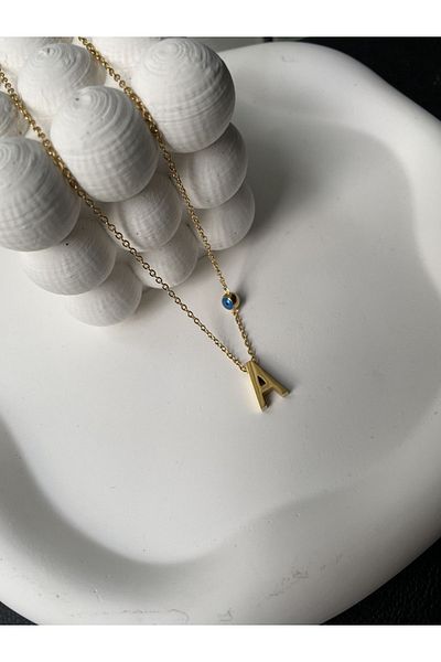 Alice Steel Gold Letter A Necklace