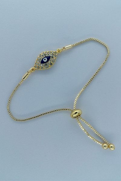 SEVENSLEEPERS Gold Color Evil Eye Bracelet, Zircon Stone Look Elevator Bracelet Adjustable