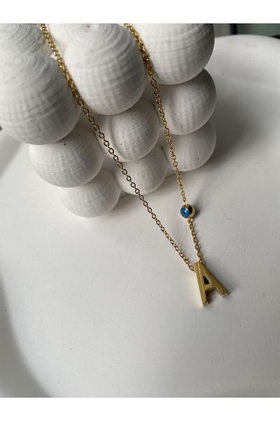 Alice Steel Gold Letter A Necklace